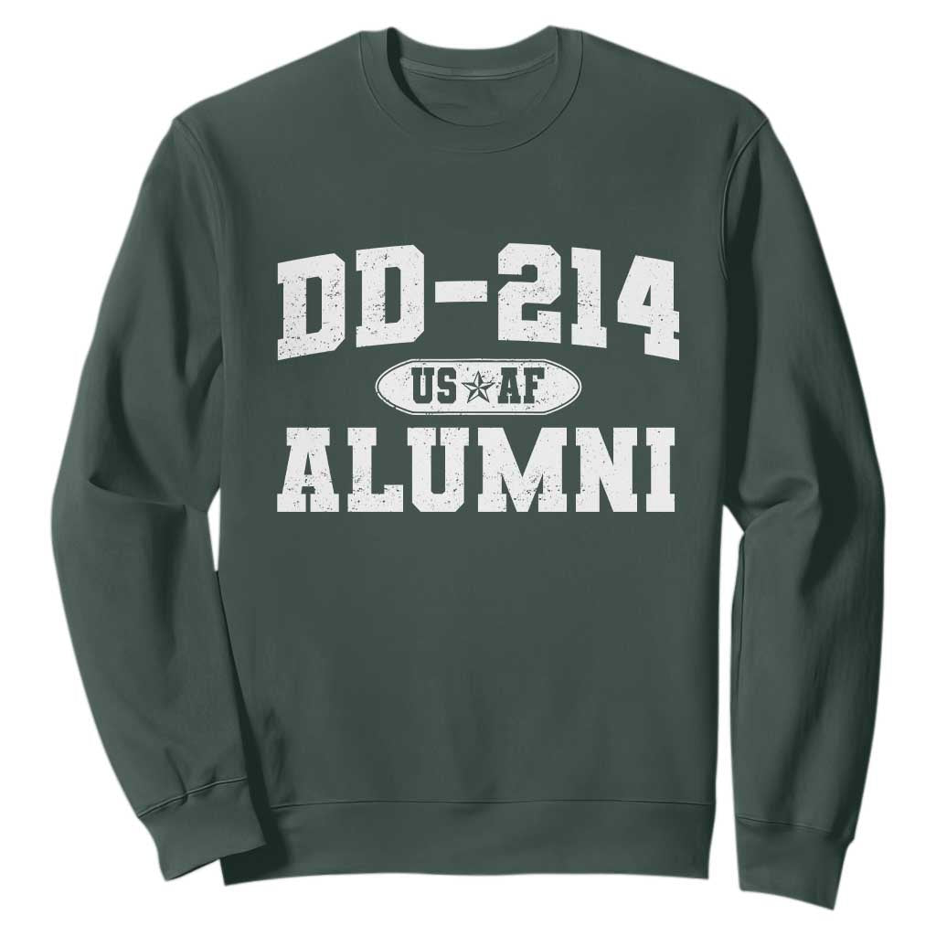 DD-214 US Air Force Alumni Sweatshirt US Military Veteran Retired TS10 Dark Forest Green Print Your Wear