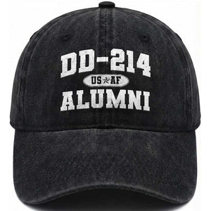 DD-214 US Air Force Alumni Washed Cotton Baseball Cap US Military Veteran Retired TS10 Washed Cap Universal Fit Black Print Your Wear