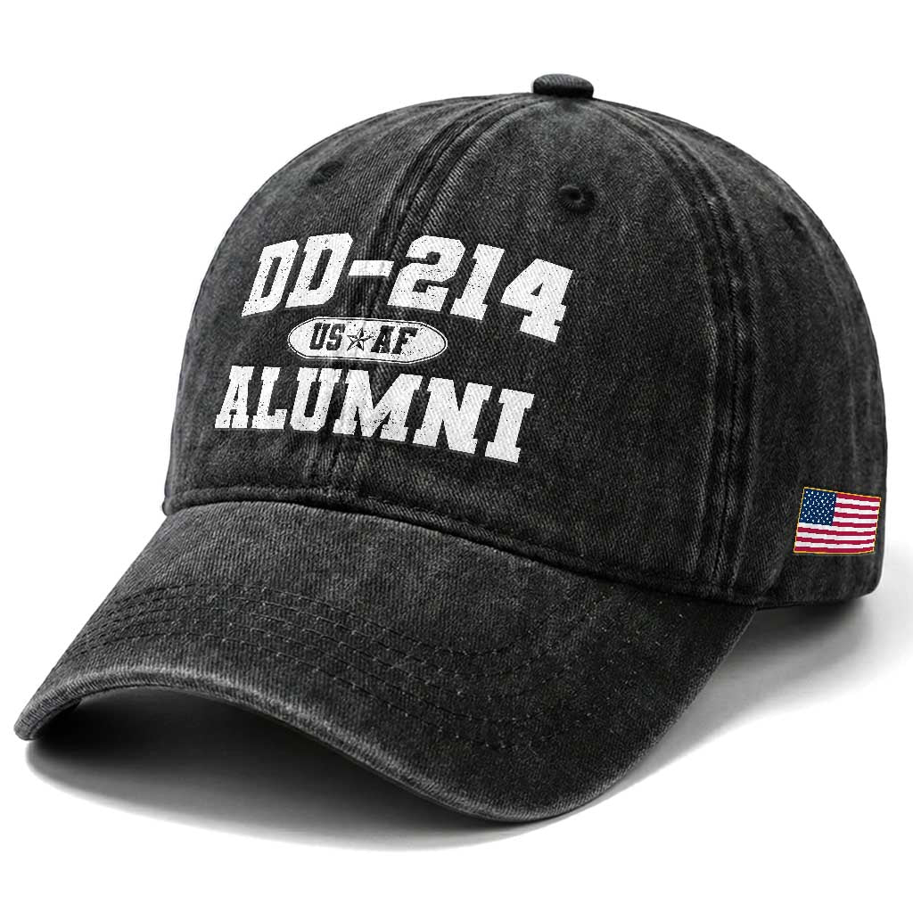 DD-214 US Air Force Alumni Washed Cotton Baseball Cap US Military Veteran Retired TS10 Print Your Wear