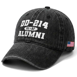 DD-214 US Air Force Alumni Washed Cotton Baseball Cap US Military Veteran Retired TS10 Print Your Wear