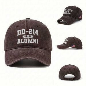 DD-214 US Air Force Alumni Washed Cotton Baseball Cap US Military Veteran Retired TS10 Washed Cap Universal Fit Dark Brown Print Your Wear