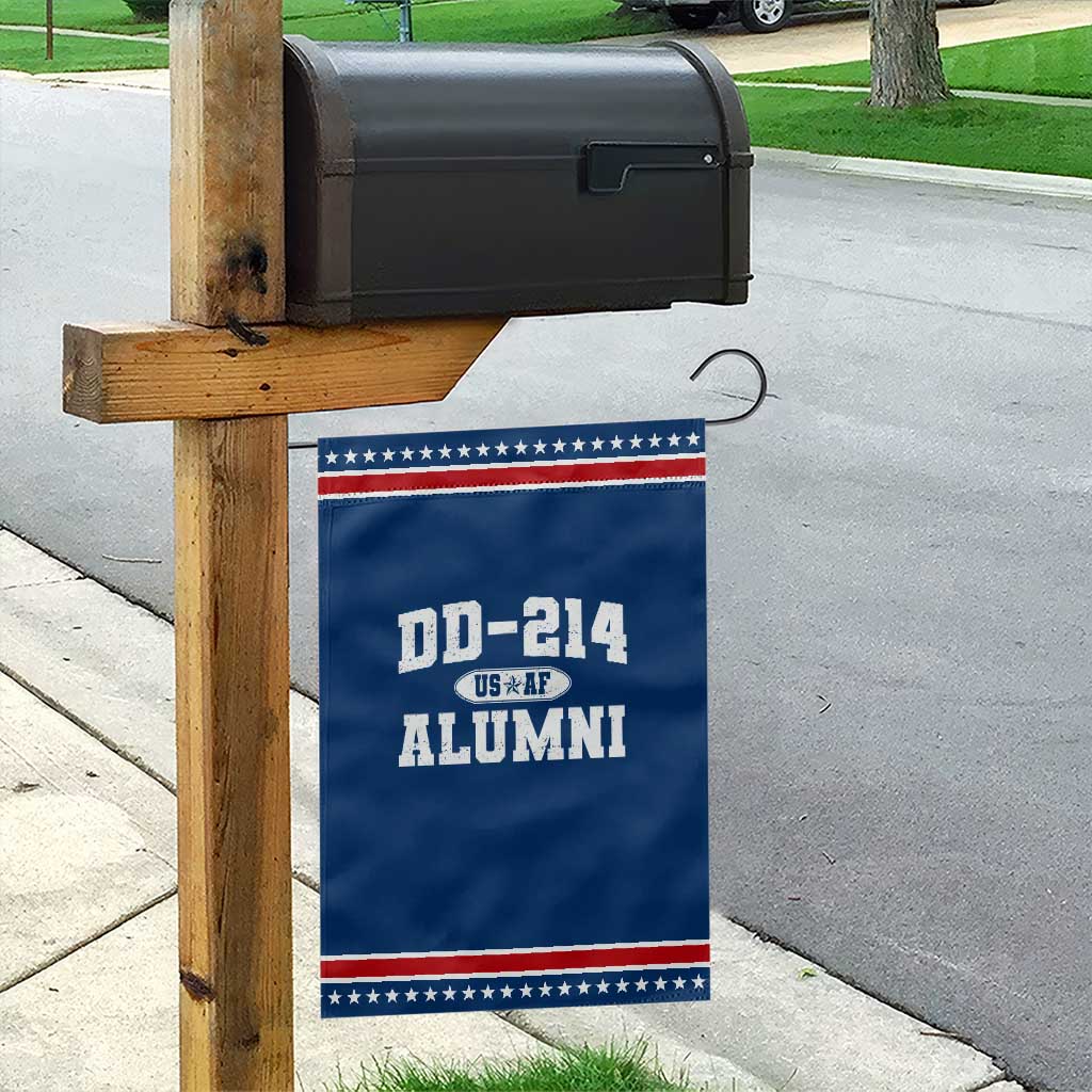 DD-214 US Air Force Alumni Garden Flag US Military Veteran Retired TS10 Classic Blue Red Print Your Wear