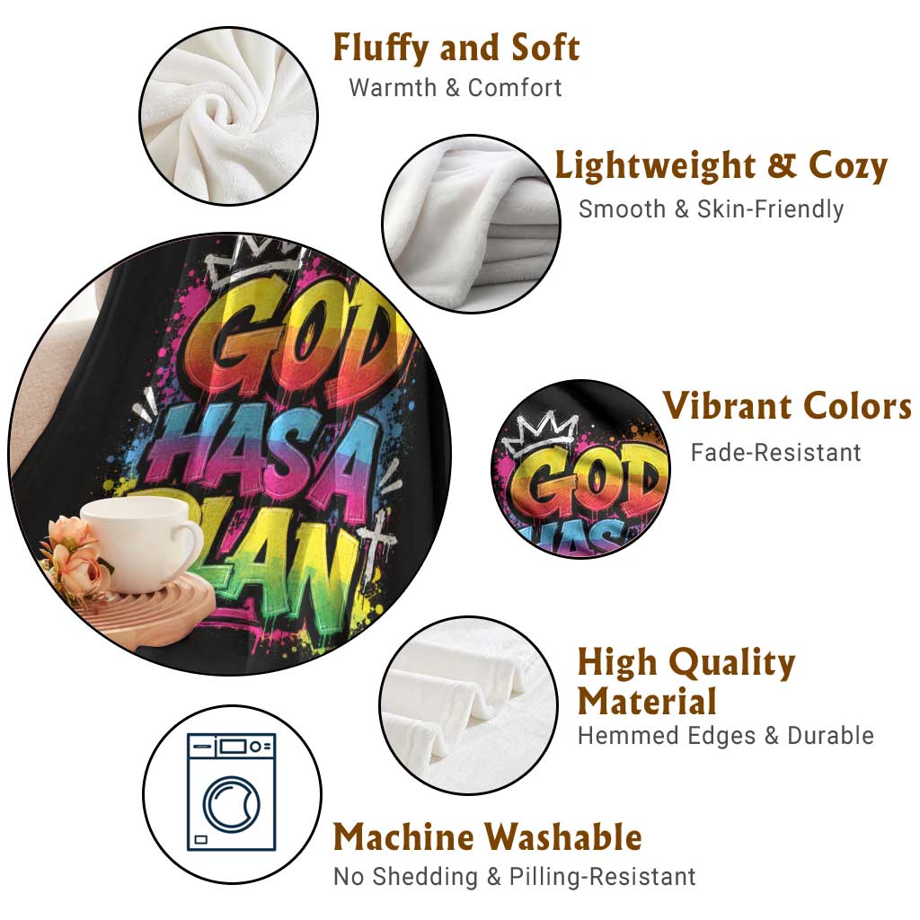 God Has A Plan Throw Blanket Graffiti Rap Christian Faith Graphic TS10 Print Your Wear