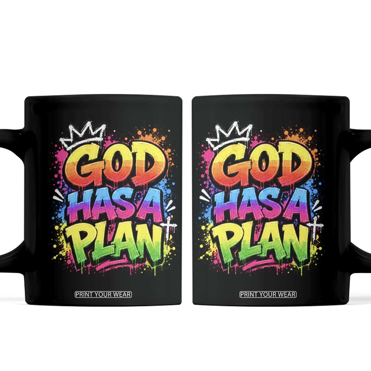 God Has A Plan Coffee Mug Graffiti Rap Christian Faith Graphic TS10 Black Print Your Wear