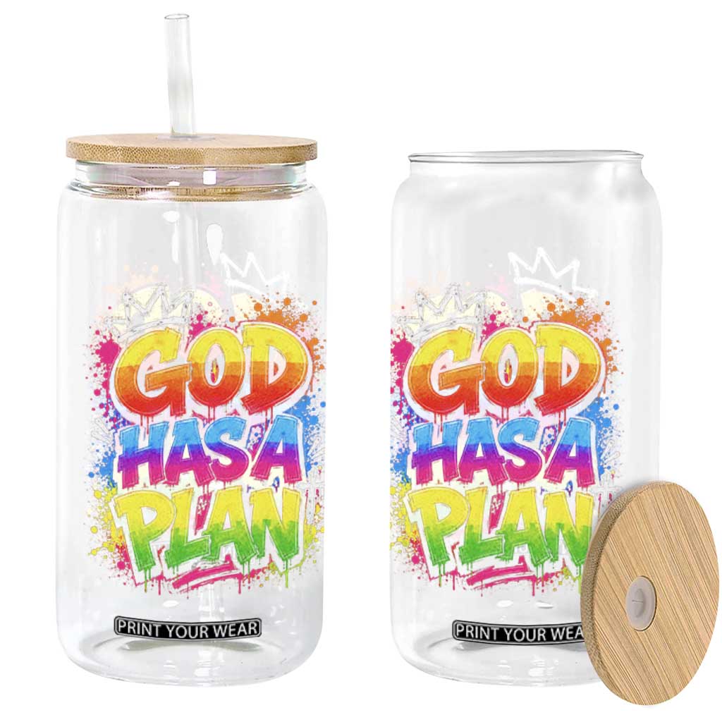 God Has A Plan Glass Can Graffiti Rap Christian Faith Graphic TS10 Print Your Wear