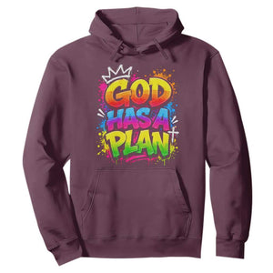 God Has A Plan Hoodie Graffiti Rap Christian Faith Graphic TS10 Maroon Print Your Wear
