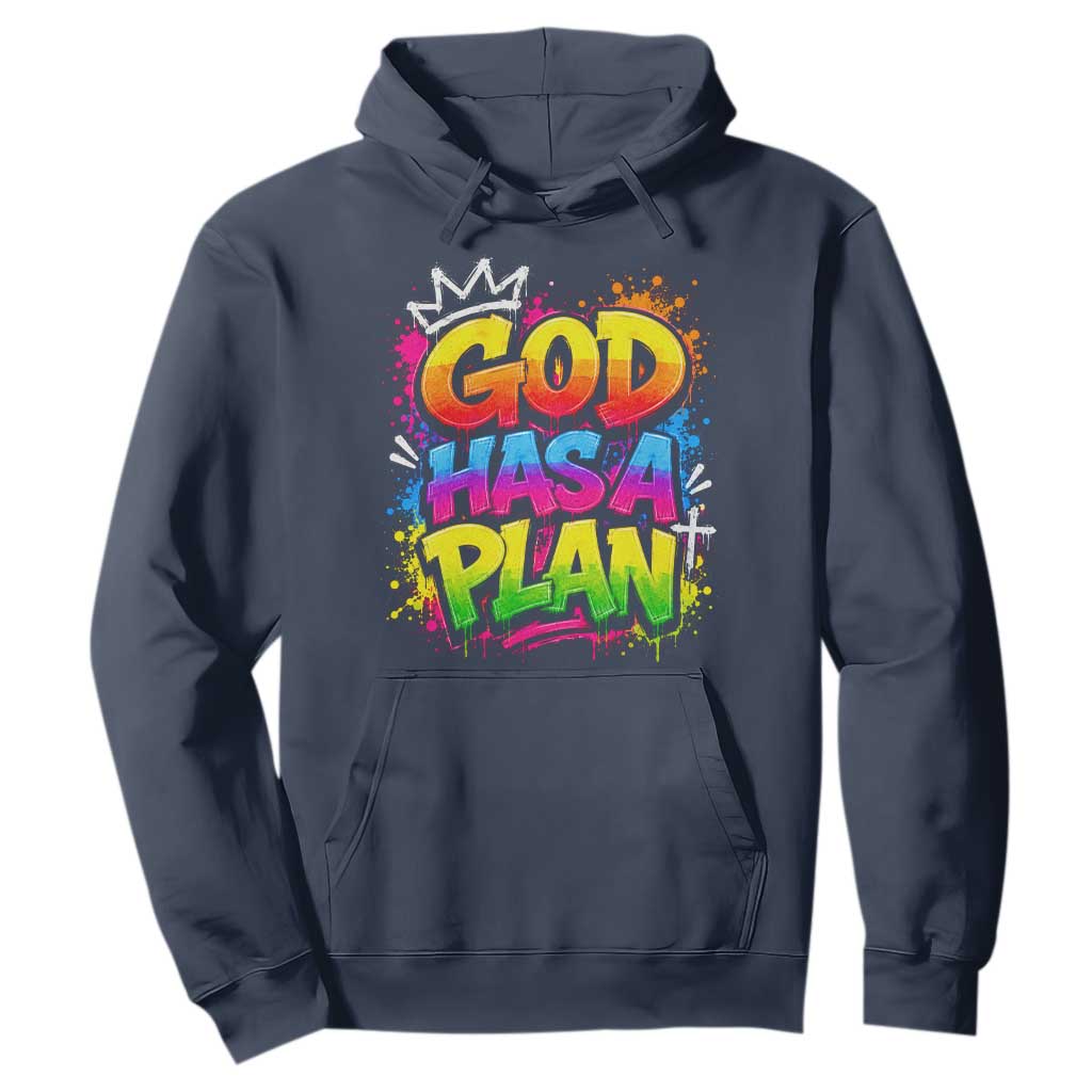 God Has A Plan Hoodie Graffiti Rap Christian Faith Graphic TS10 Navy Print Your Wear