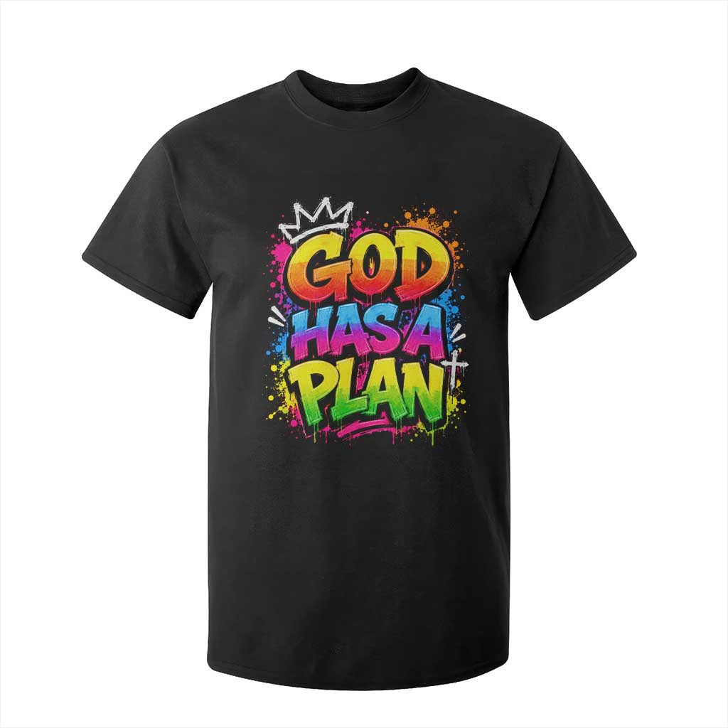 God Has A Plan T Shirt For Kid Graffiti Rap Christian Faith Graphic TS10 Black Print Your Wear