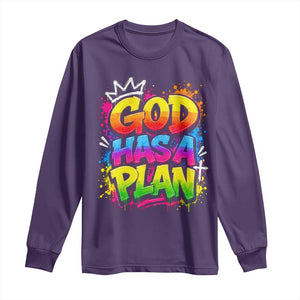 God Has A Plan Long Sleeve Shirt Graffiti Rap Christian Faith Graphic TS10 Purple Print Your Wear
