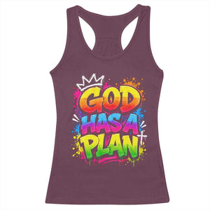 God Has A Plan Racerback Tank Top Graffiti Rap Christian Faith Graphic TS10 Maroon Print Your Wear
