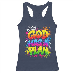 God Has A Plan Racerback Tank Top Graffiti Rap Christian Faith Graphic TS10 Navy Print Your Wear