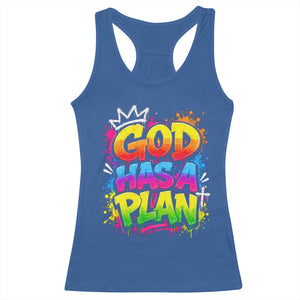 God Has A Plan Racerback Tank Top Graffiti Rap Christian Faith Graphic TS10 Royal Blue Print Your Wear