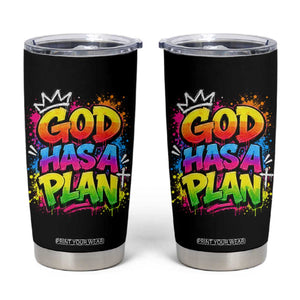 God Has A Plan Tumbler Cup Graffiti Rap Christian Faith Graphic TS10 Black Print Your Wear