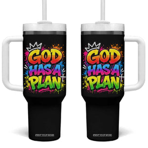 God Has A Plan Tumbler With Handle Graffiti Rap Christian Faith Graphic TS10 One Size: 40 oz Black Print Your Wear
