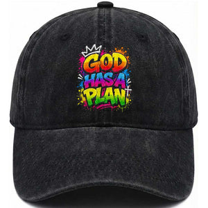 God Has A Plan Washed Cotton Baseball Cap Graffiti Rap Christian Faith Graphic TS10 Print Your Wear