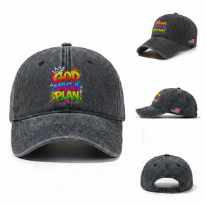 God Has A Plan Washed Cotton Baseball Cap Graffiti Rap Christian Faith Graphic TS10 Washed Cap Universal Fit Dark Gray Print Your Wear