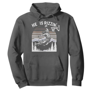 Funny Jesus Basketball Hoodie He Is Rizzin Retro Y2K Playing Basketball TS10 Dark Heather Print Your Wear