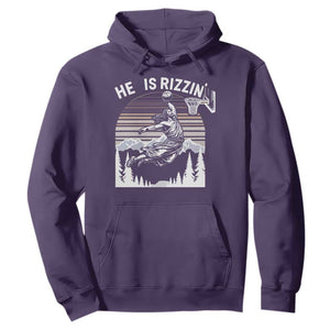 Funny Jesus Basketball Hoodie He Is Rizzin Retro Y2K Playing Basketball TS10 Purple Print Your Wear