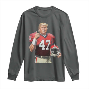 Trump Football Long Sleeve Shirt Vintage Sports Fan 47th President TS10 Dark Heather Print Your Wear