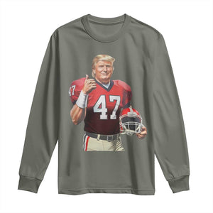 Trump Football Long Sleeve Shirt Vintage Sports Fan 47th President TS10 Military Green Print Your Wear