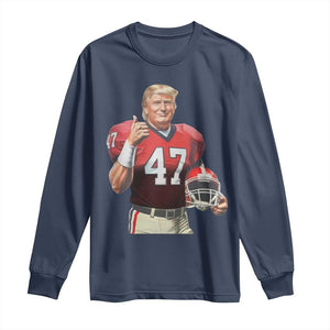 Trump Football Long Sleeve Shirt Vintage Sports Fan 47th President TS10 Navy Print Your Wear