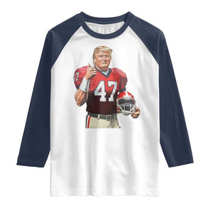 Trump Football Raglan Shirt Vintage Sports Fan 47th President TS10 White Navy Print Your Wear