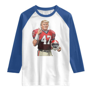 Trump Football Raglan Shirt Vintage Sports Fan 47th President TS10 White Royal Print Your Wear