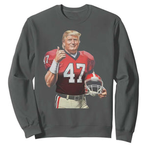 Trump Football Sweatshirt Vintage Sports Fan 47th President TS10 Dark Heather Print Your Wear