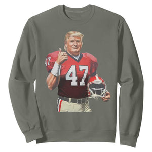 Trump Football Sweatshirt Vintage Sports Fan 47th President TS10 Military Green Print Your Wear