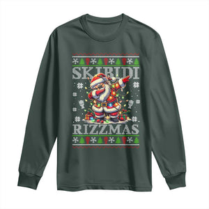 Skibidi Rizzmas Christmas Long Sleeve Shirt Rizz Santa Claus Funny Xmas Gen Alpha TS10 Dark Forest Green Print Your Wear