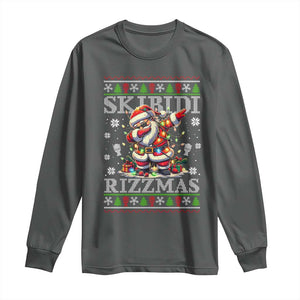 Skibidi Rizzmas Christmas Long Sleeve Shirt Rizz Santa Claus Funny Xmas Gen Alpha TS10 Dark Heather Print Your Wear