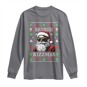 Skibidi Rizzmas Christmas Long Sleeve Shirt Rizz Santa Claus Funny Xmas Gen Alpha Ugly Christmas TS10 Charcoal Print Your Wear