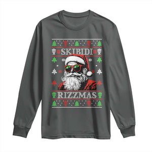 Skibidi Rizzmas Christmas Long Sleeve Shirt Rizz Santa Claus Funny Xmas Gen Alpha Ugly Christmas TS10 Dark Heather Print Your Wear