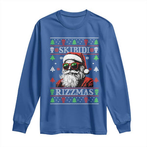 Skibidi Rizzmas Christmas Long Sleeve Shirt Rizz Santa Claus Funny Xmas Gen Alpha Ugly Christmas TS10 Royal Blue Print Your Wear