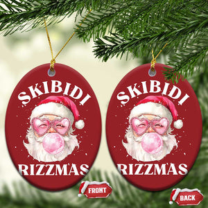 Skibidi Rizzmas Xmas Christmas Ornament Rizz Santa Pink Bubble Gum Funny Xmas Gen Alpha Girl Kids TS10 Oval Red Print Your Wear