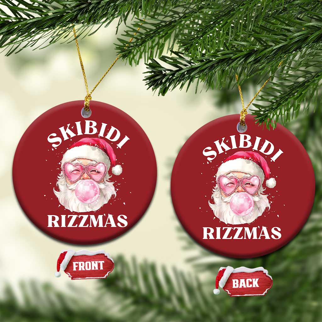 Skibidi Rizzmas Xmas Christmas Ornament Rizz Santa Pink Bubble Gum Funny Xmas Gen Alpha Girl Kids TS10 Circle Red Print Your Wear