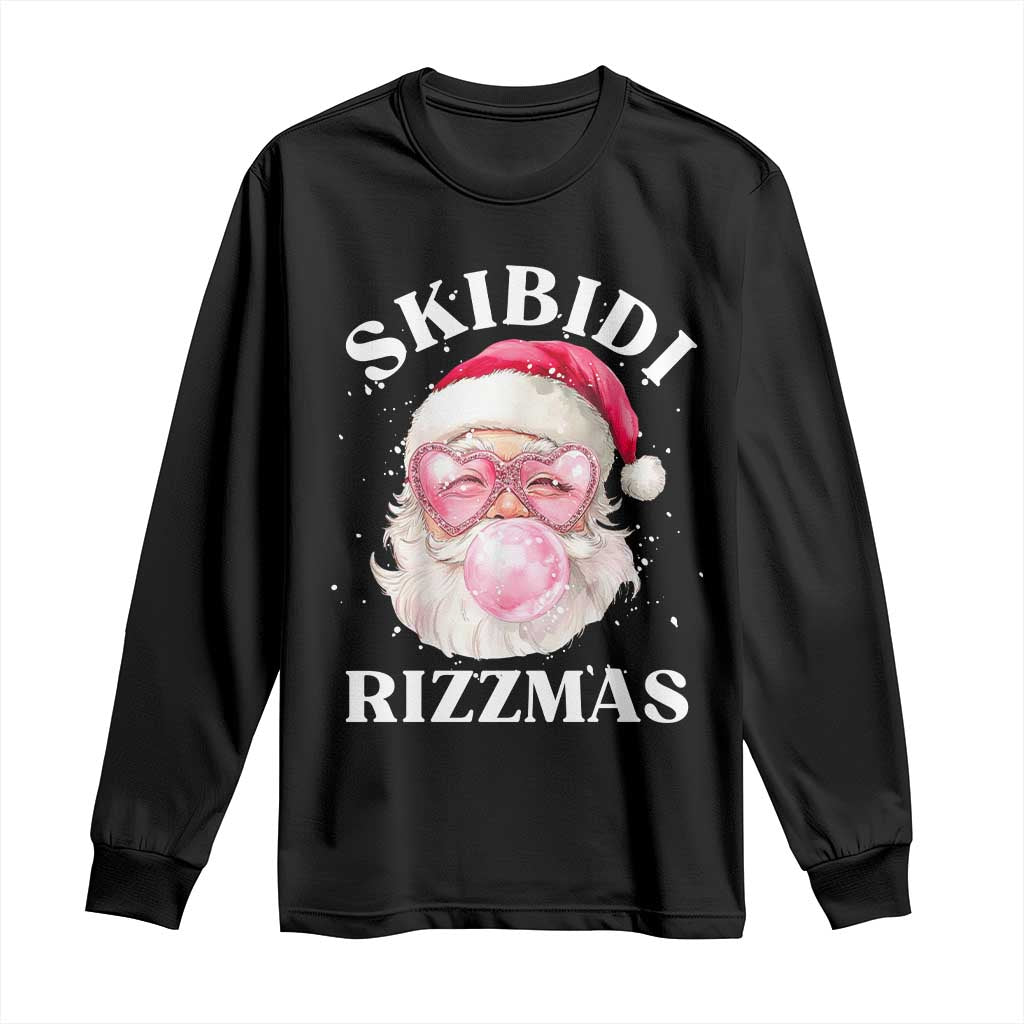 Skibidi Rizzmas Christmas Long Sleeve Shirt Rizz Santa Pink Bubble Gum Funny Xmas Gen Alpha Girl Kids TS10 Black Print Your Wear