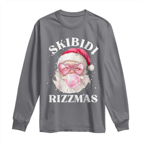 Skibidi Rizzmas Christmas Long Sleeve Shirt Rizz Santa Pink Bubble Gum Funny Xmas Gen Alpha Girl Kids TS10 Charcoal Print Your Wear