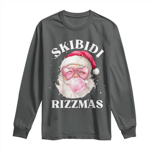 Skibidi Rizzmas Christmas Long Sleeve Shirt Rizz Santa Pink Bubble Gum Funny Xmas Gen Alpha Girl Kids TS10 Dark Heather Print Your Wear