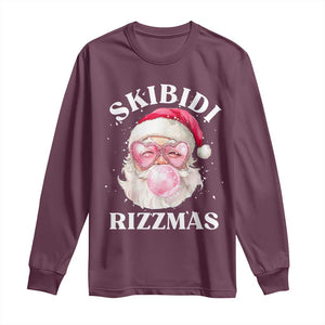 Skibidi Rizzmas Christmas Long Sleeve Shirt Rizz Santa Pink Bubble Gum Funny Xmas Gen Alpha Girl Kids TS10 Maroon Print Your Wear