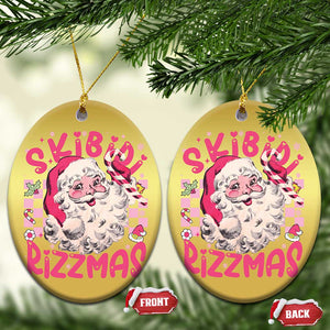 Skibidi Rizzmas Santa Christmas Ornament Rizz Santa Pink Groovy Funny Xmas Gen Alpha Girl Kids TS10 Oval Gold Print Your Wear