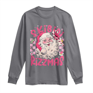 SKIBIDI Rizzmas Santa Long Sleeve Shirt Rizz Santa Pink Groovy Funny Xmas Gen Alpha Girl Kids TS10 Charcoal Print Your Wear