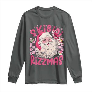 SKIBIDI Rizzmas Santa Long Sleeve Shirt Rizz Santa Pink Groovy Funny Xmas Gen Alpha Girl Kids TS10 Dark Heather Print Your Wear