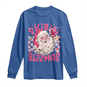 SKIBIDI Rizzmas Santa Long Sleeve Shirt Rizz Santa Pink Groovy Funny Xmas Gen Alpha Girl Kids TS10 Royal Blue Print Your Wear