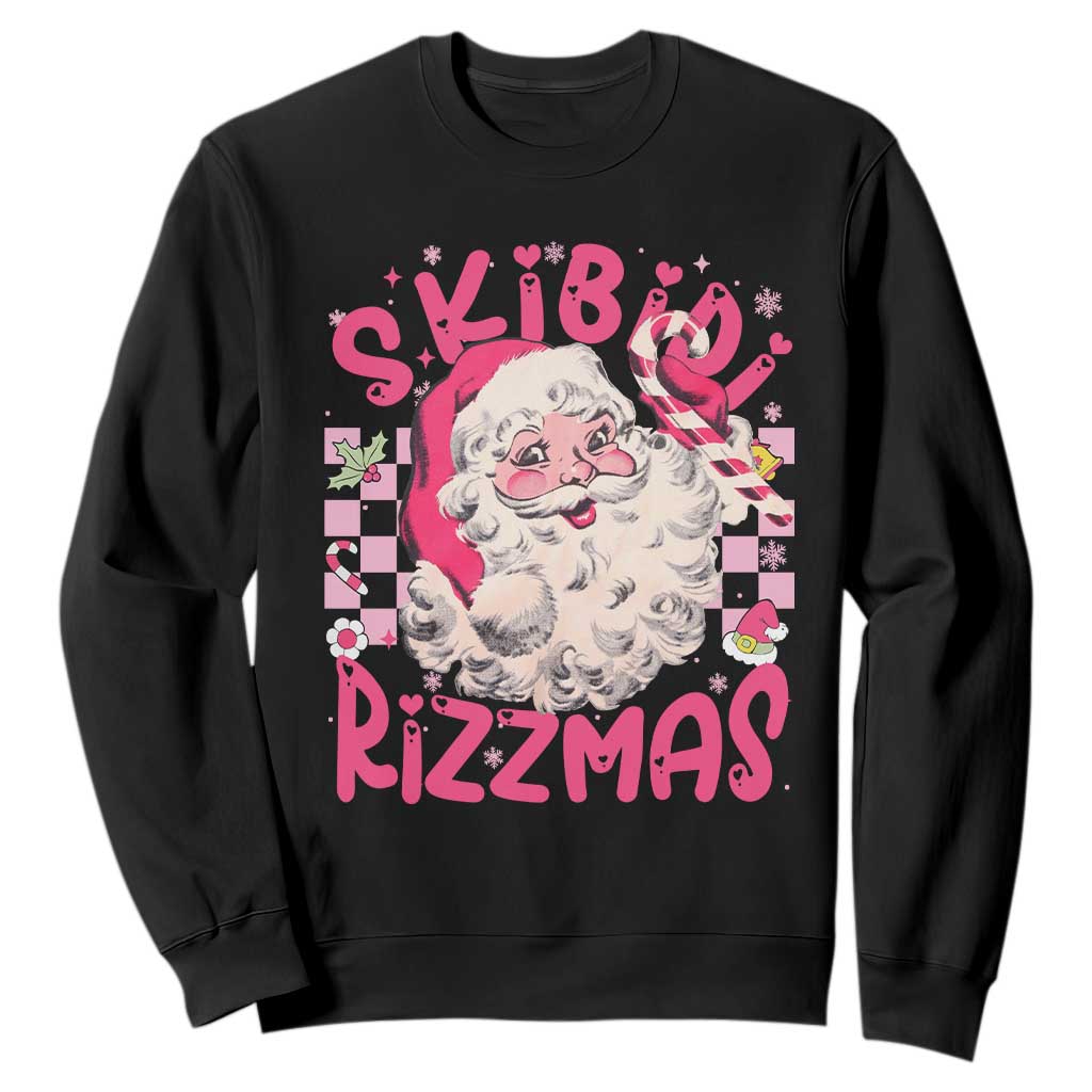 SKIBIDI Rizzmas Santa Sweatshirt Rizz Santa Pink Groovy Funny Xmas Gen Alpha Girl Kids TS10 Black Print Your Wear