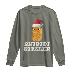 Christmas Skibidi Toilet Rizzler Long Sleeve Shirt Meme Funny Memes Brainrot Rizz TS10 Military Green Print Your Wear