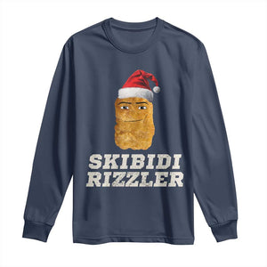 Christmas Skibidi Toilet Rizzler Long Sleeve Shirt Meme Funny Memes Brainrot Rizz TS10 Navy Print Your Wear