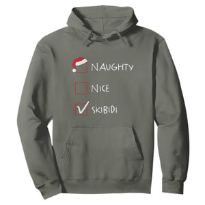 Nice Naughty Skibidi List Santa Claus Sarcastic Hoodie TS10 Military Green Print Your Wear