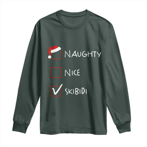 Nice Naughty Skibidi List Santa Claus Sarcastic Long Sleeve Shirt TS10 Dark Forest Green Print Your Wear