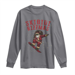 Skibidi Rizzmas Christmas Long Sleeve Shirt Rizz Santa Claus Skater Skateboard Skateboarder Kid Cool TS10 Charcoal Print Your Wear